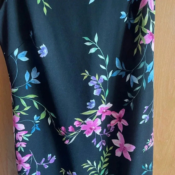 AGB dress floral black/pink/purple/green knee length size 14 - Picture 3 of 6
